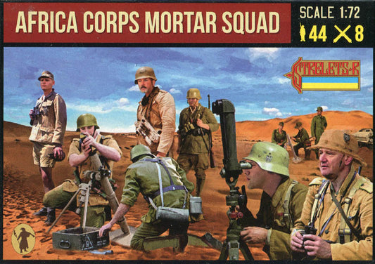STRELETS-R 1:72 SET 280 WWII GERMAN AFRICA CORPS MORTAR SQUAD  44 FIGURES (GRAY)
