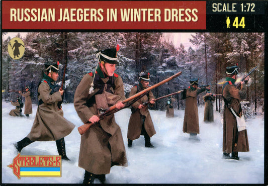 STRELETS-R 1:72 SET  289 NAPOLEONIC WARS RUSSIAN JAEGERS IN WINTER DRESS (GREEN)