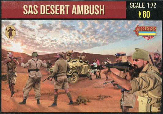 STRELETS-R 1:72 SET M145  WWII BRITISH SAS DESERT AMBUSH (60 FIGURES)- CREAM