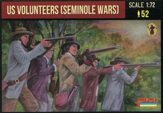 STRELETS-R 1:72 SET M161 US VOLUNTEERS SEMINOLE WARS (52 FIGURES/13 POSES) GRAY