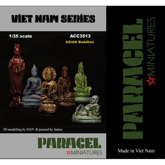 PARACEL MINIATURES  DIOROMA ACCESSORIES 1:35 ACC3513 ASIAN BUDDHAS (6 PIECES)