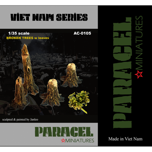 PARACEL MINIATURES DIOROMA ACCESSORIES 1:35 AC0105 BROKEN TREES W/ LEAVES