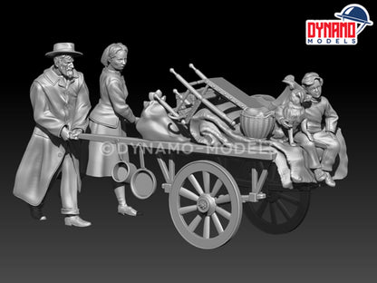 DYNAMO MODEL 1:35 SET 35166 WORLD WAR II EUROPEAN REFUGEE FAMILY w/ CART 1939-45