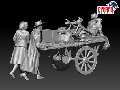 DYNAMO MODEL 1:35 SET 35166 WORLD WAR II EUROPEAN REFUGEE FAMILY w/ CART 1939-45