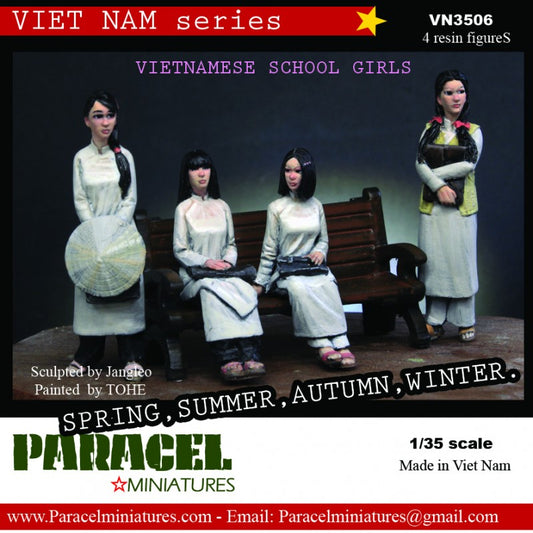 PARACEL MINIATURES VIETNAM SERIES VN3506 VIETNAMESE SCHOOL GIRLS (4 FIGURES)