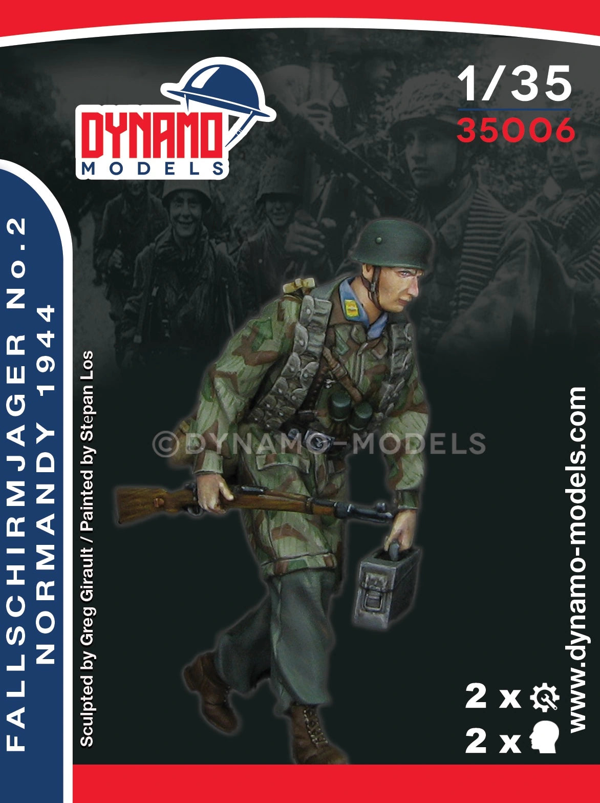 DYNAMO MODEL 1:35 SET 35006 WWII GERMAN FALLSCHIRMJAGER NO. 2, NORMANDY 1944