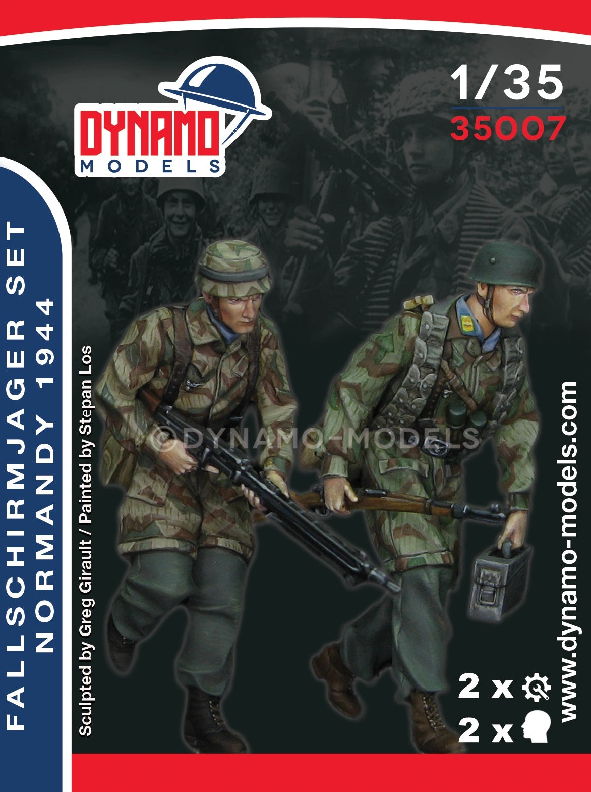 DYNAMO MODEL 1:35 SET 35007 WWII GERMAN FALLSCHIRMJAGER SET, NORMANDY 1944
