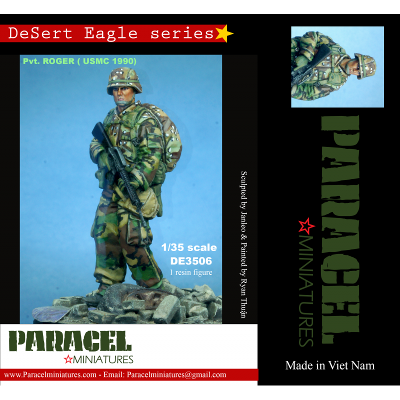 PARACEL MINIATURES DESERT EAGLE SERIES DE3506 PVT ROGER USMC 1990 1:35