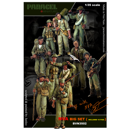 PARACEL MINIATURES VIETNAM SERIES BVN3502 NVA BIG SET (10 FIGURES)