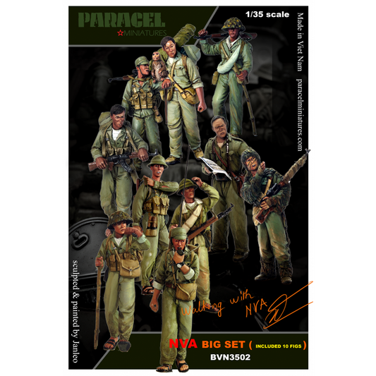 PARACEL MINIATURES VIETNAM SERIES BVN3502 NVA BIG SET (10 FIGURES)