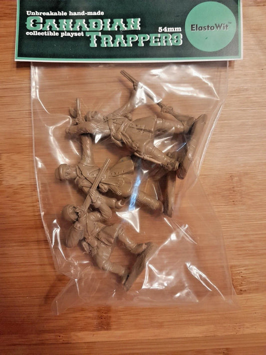 ELASTOWIT NEW ERA RUBBER  54 MM TECUMSEH'S WAR CANADIAN TRAPPERS (3 FIGURES)