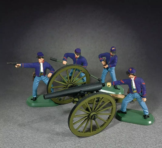 W. BRITAINS TOY SOLDIERS 52107 3 Inch Ordnance Rifle Cannon & 4 Union Crew