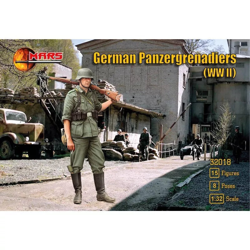 MARS 32018 WORLD WAR II GERMAN PANZERGRENADIERS 15 FIGURES, 8 POSES