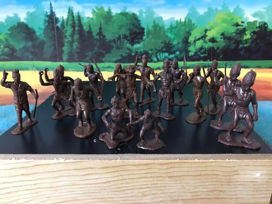 MARX TOYS RECAST 54 MM DAKTARI AFRICAN PLAYSET REISSUE-16 FIGURES- BROWN