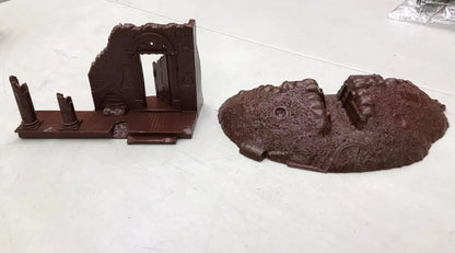 MARX TOYS RECAST 54 MM CIVIL WAR DESTROYED MANSION PLAYSET -BROWN- 2 PIECES