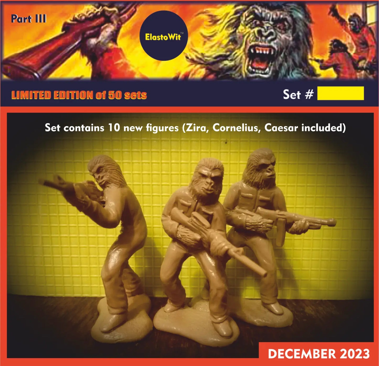 ELASTOWIT NEW ERA RUBBER  54 MM LIMITED RELEASE PLANET OF THE APES (POTA) SET 3