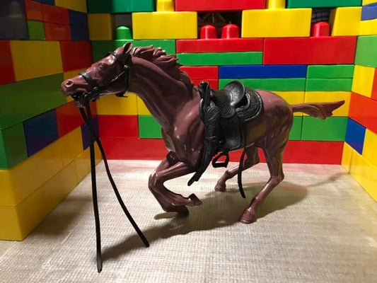 MARX TOYS RECAST 1: 9 HORSE REISSUE WITH FULL TACK-BROWN (RUNNING POSE)