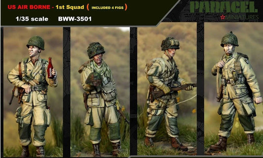 PARACEL MINIATURES WWII SERIES SET BWW-3501 US AIR BORNE 1ST SQUAD-BIG SET