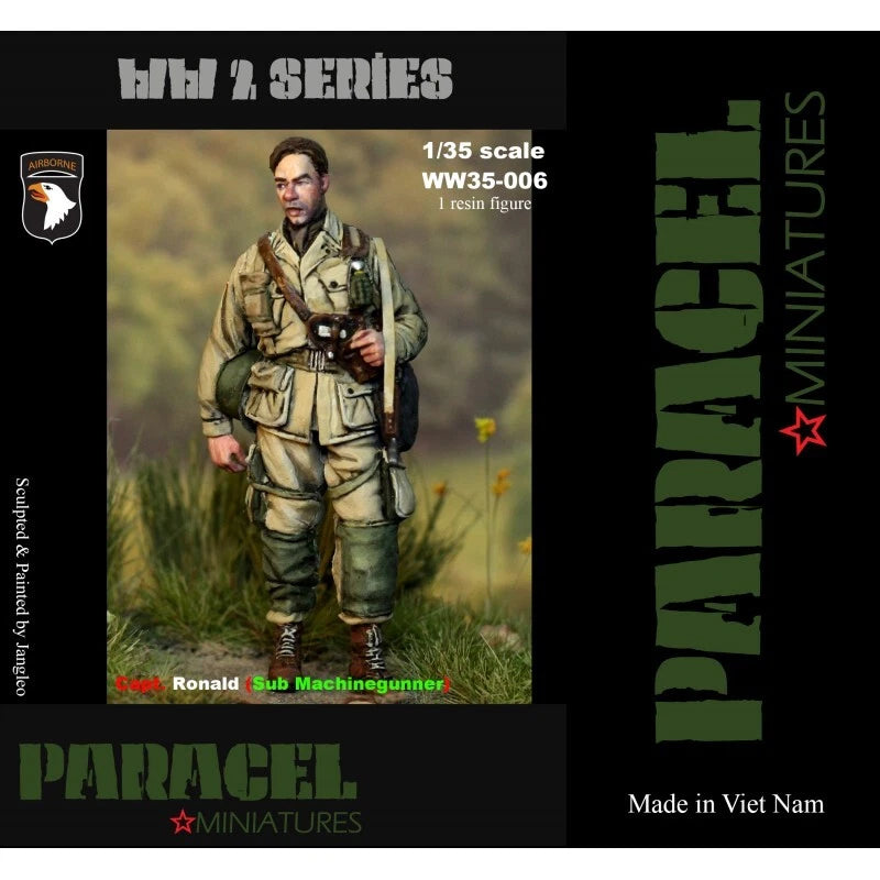 PARACEL MINIATURES WWII SERIES SET WW35-006 CPT RONALD SUB MACHINE GUNNER