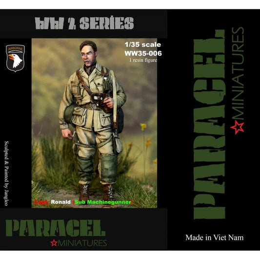PARACEL MINIATURES WWII SERIES SET WW35-006 CPT RONALD SUB MACHINE GUNNER