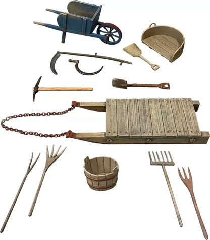 BRITAINS DIORAMA ACCESSORIES 53028 18TH - 19TH CENTURY FARM TOOL SET NO.1