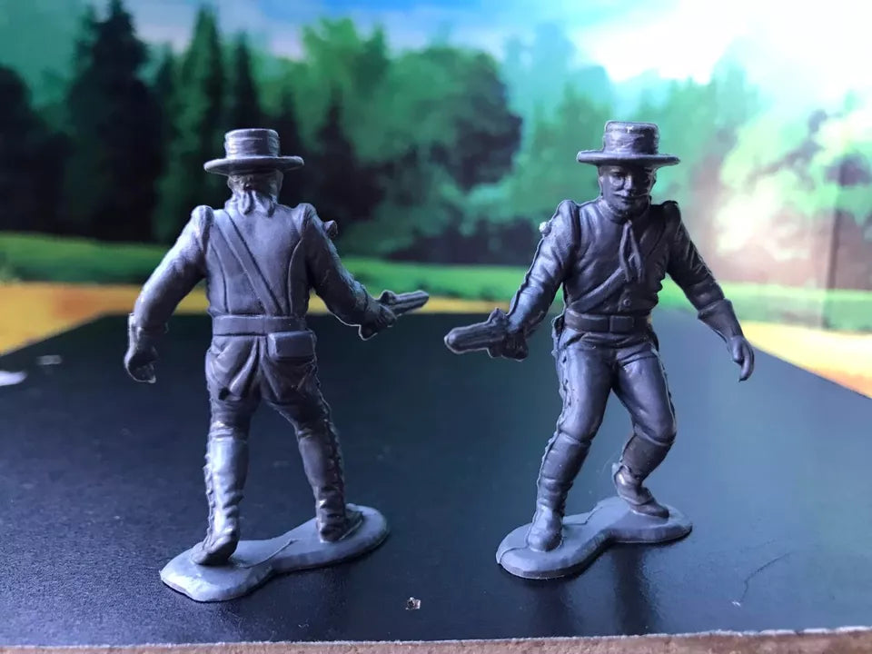 MARX TOYS RECAST 54 MM ALAMO SOLDIERS-16 FIGURES-DARK GRAY