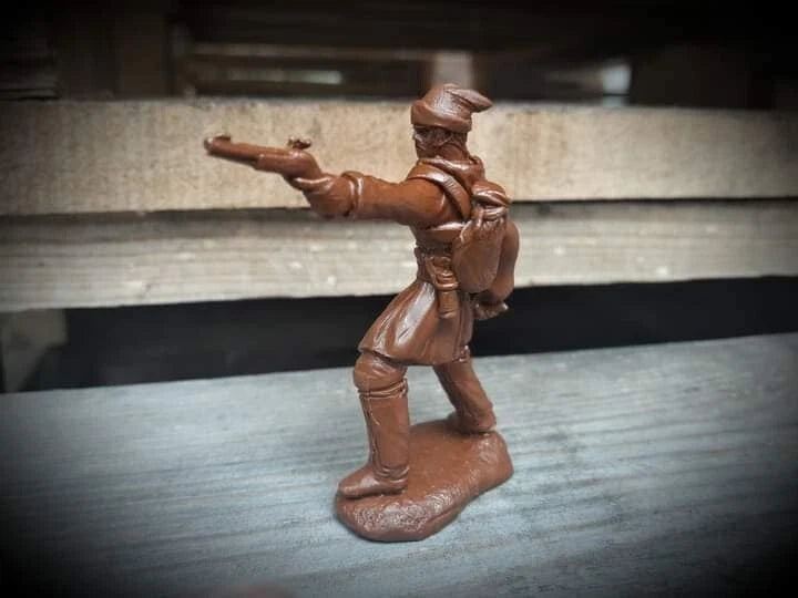 ELASTOWIT NEW ERA RUBBER  54 MM TECUMSEH'S WAR CANADIAN TRAPPERS (3 FIGURES)
