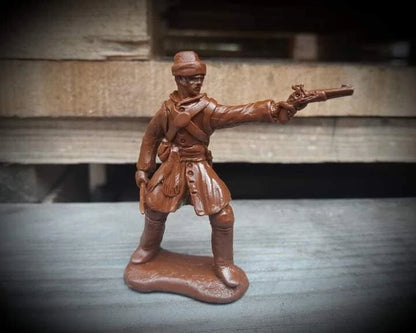 ELASTOWIT NEW ERA RUBBER  54 MM TECUMSEH'S WAR CANADIAN TRAPPERS (3 FIGURES)