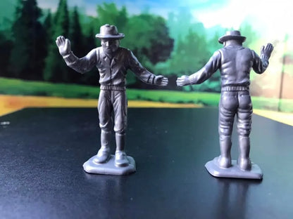 MARX TOYS RECAST 54 MM CONSTRUCTION WORKER PLAYSETREISSUE-16 FIGURES-SILVER GREY