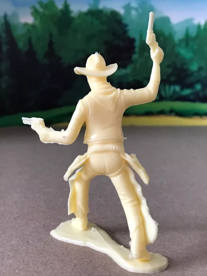 MARX RECAST COWBOYS & INDIANS 80 MM BROWN & CREAM, 12 FIGURES