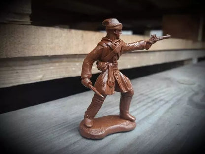 ELASTOWIT NEW ERA RUBBER  54 MM TECUMSEH'S WAR CANADIAN TRAPPERS (3 FIGURES)