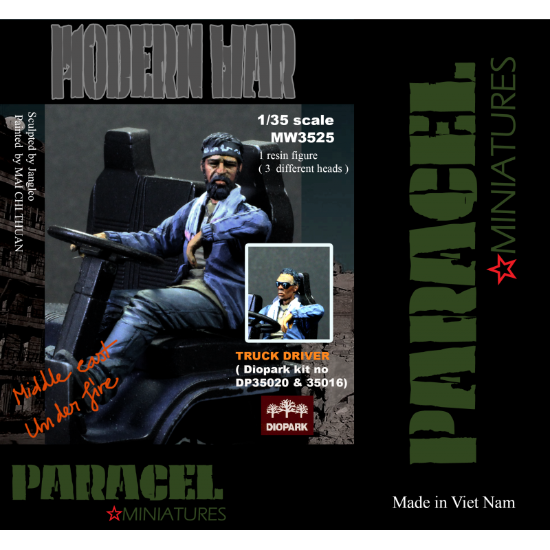 PARACEL MINIATURES 1:35 MODERN WAR SERIES MW3525 TRUCK DRIVER (1 FIGURE/3 HEADS)
