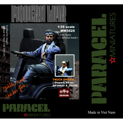 PARACEL MINIATURES 1:35 MODERN WAR SERIES MW3525 TRUCK DRIVER (1 FIGURE/3 HEADS)