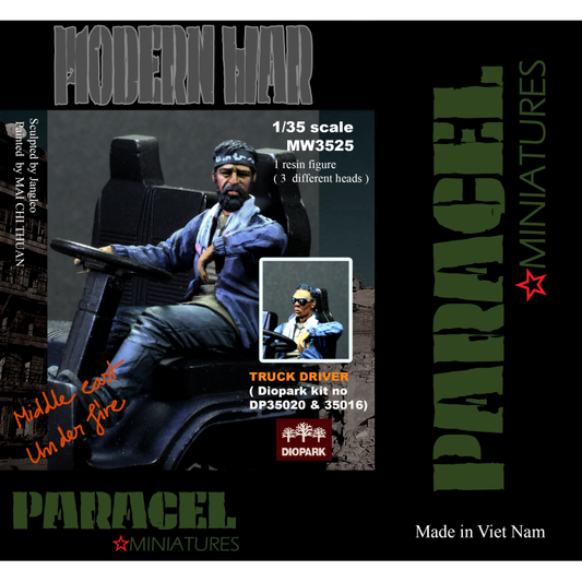 PARACEL MINIATURES 1:35 MODERN WAR SERIES MW3525 TRUCK DRIVER (1 FIGURE/3 HEADS)