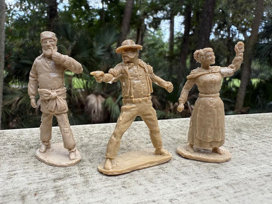 LOD Enterprises Trio CHARACTER FIGURE Set MIKE FINK, SPOUSE & TILLERMAN (TAN) 3 FIGURES