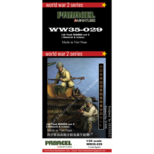 PARACEL MINIATURES WWII SERIES SET WW35-029 IJA TANK RIDERS C - 2 FIGURES