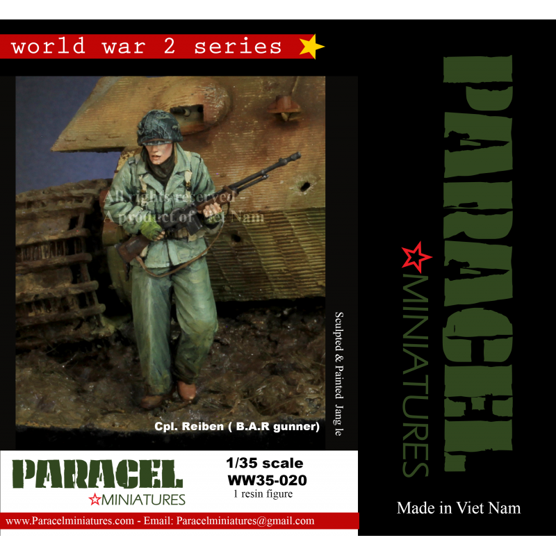 PARACEL MINIATURES WWII SERIES SET WW35-020 US GI CPL REIBEN (B.A.R. GUNNER)