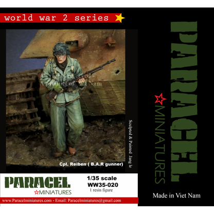 PARACEL MINIATURES WWII SERIES SET WW35-020 US GI CPL REIBEN (B.A.R. GUNNER)