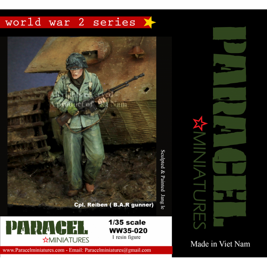 PARACEL MINIATURES WWII SERIES SET WW35-020 US GI CPL REIBEN (B.A.R. GUNNER)