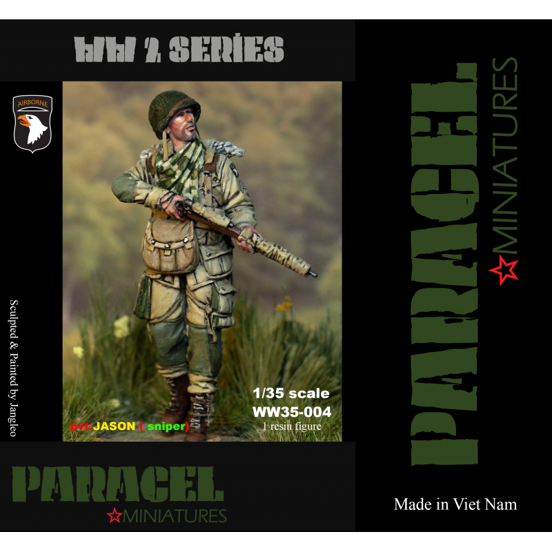PARACEL MINIATURES WWII SERIES SET WW35-004 US AIR BORNE PVT JASON (SNIPER)