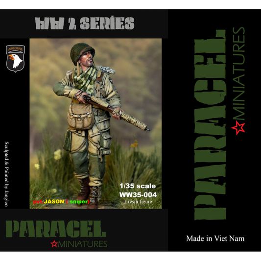 PARACEL MINIATURES WWII SERIES SET WW35-004 US AIR BORNE PVT JASON (SNIPER)