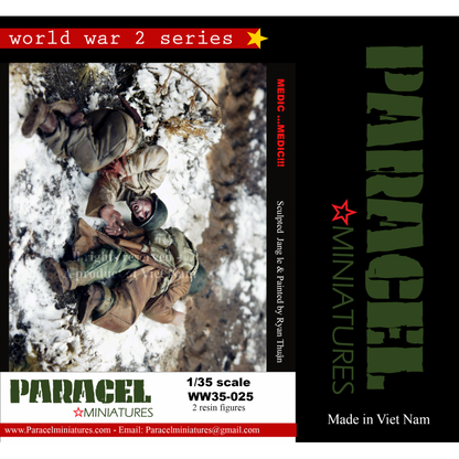 PARACEL MINIATURES WWII SERIES SET WW35-025 U.S. SOLDIERS "MEN DOWN"- 2 FIGURES