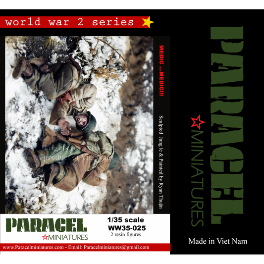 PARACEL MINIATURES WWII SERIES SET WW35-025 U.S. SOLDIERS "MEN DOWN"- 2 FIGURES