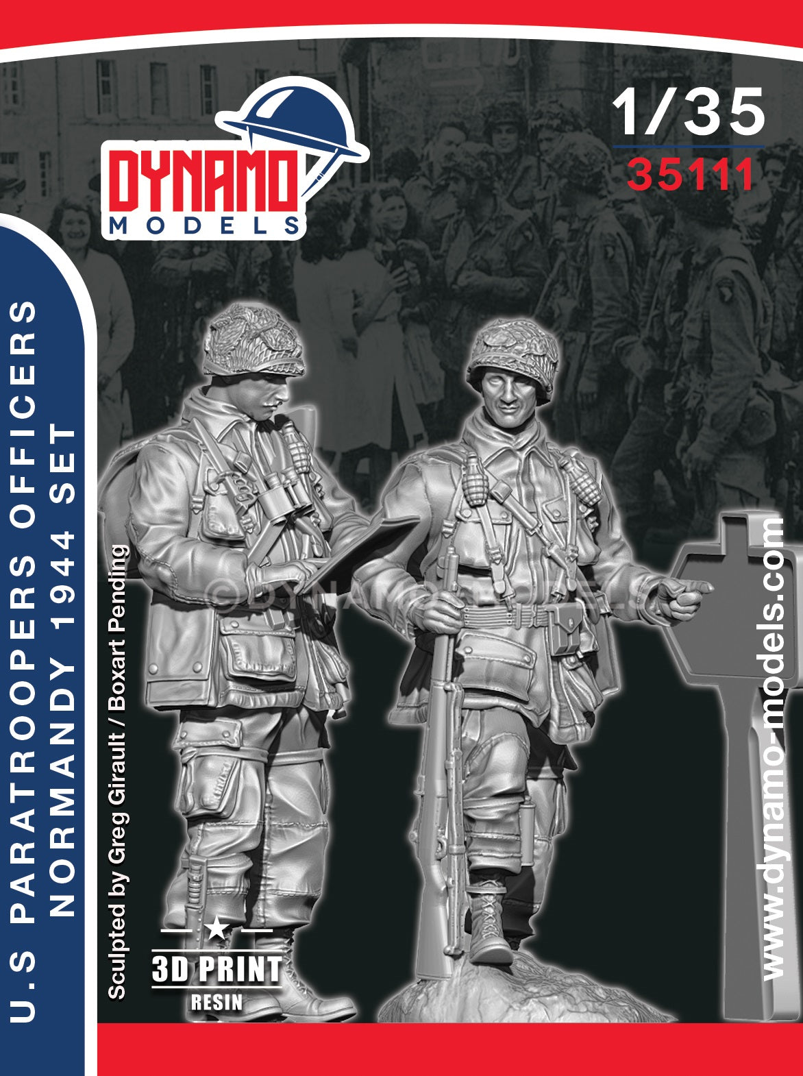 DYNAMO MODEL 35111 WWII U.S. PARATROOPER OFFICERS, NORMANDY 1944 SET (2 FIGURES)