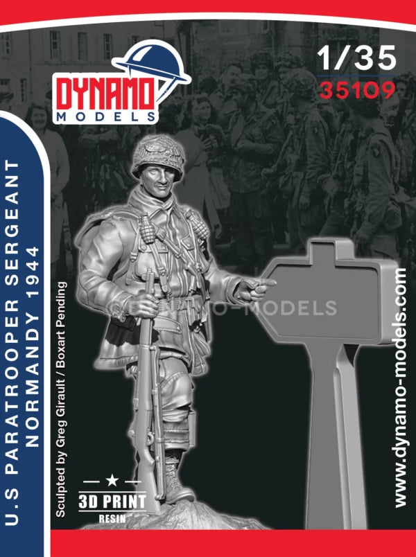 DYNAMO MODEL 35109 WWII U.S. PARATROOPER SERGEANT POINTING, NORMANDY 1944