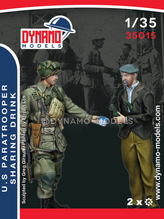DYNAMO MODEL 1:35 KIT 35015 WWII LIBERATION U.S. PARATROOPER SHARING DRINK