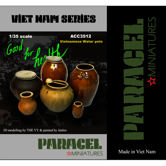 PARACEL MINIATURES DIOROMA ACCESSORIES 1:35 ACC3512 VIETNAMESE WATER POTS (6 )