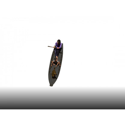 PARACEL MINIATURES VIETNAM SERIES AC0106 VIETNAM WOODEN BOAT W/ 2 FIGURES + DOG