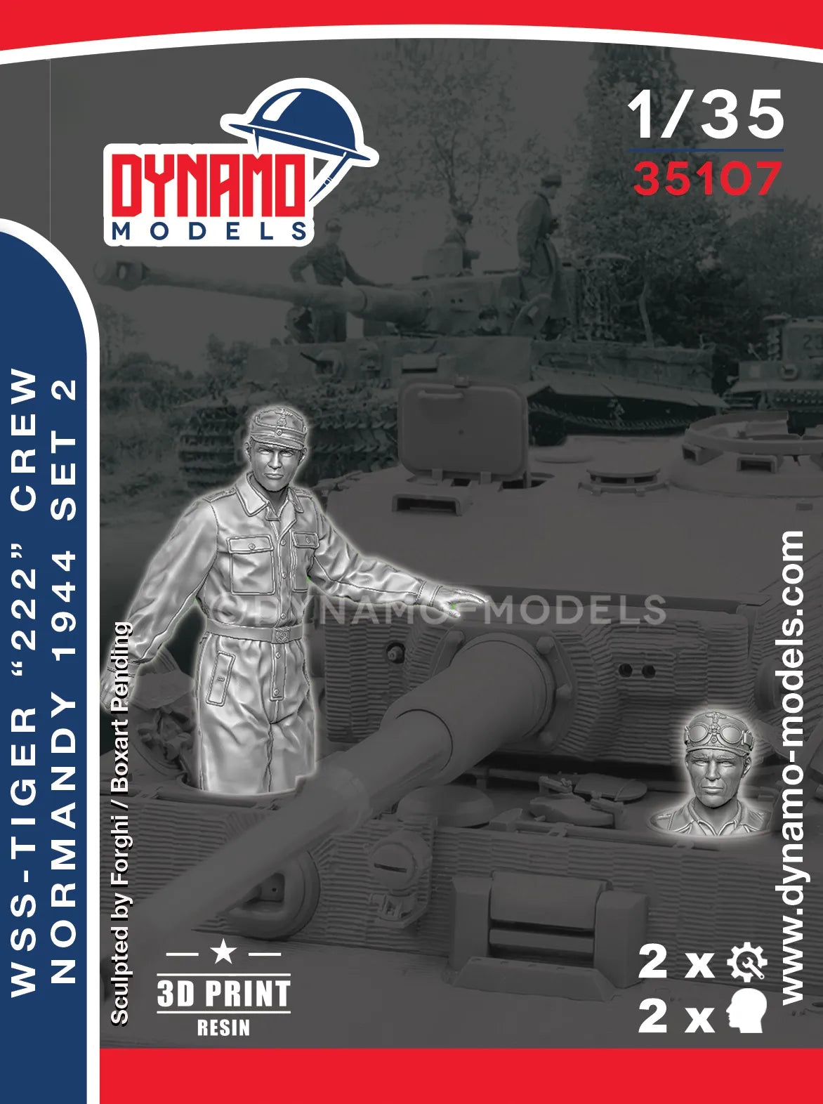 DYNAMO MODEL 35107 WWII GERMAN TIGER "222" CREW NO. 2 NORMANDY 1944
